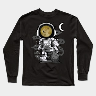 Astronaut Dogecoin DOGE Coin To The Moon Crypto Token Cryptocurrency Wallet Birthday Gift For Men Women Kids Long Sleeve T-Shirt